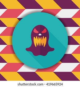 halloween ghost flat icon with long shadow,eps10