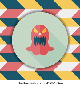 halloween ghost flat icon with long shadow,eps10