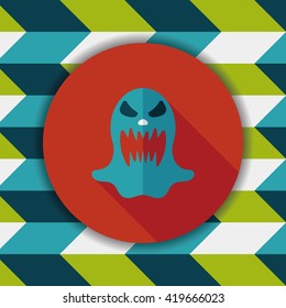 halloween ghost flat icon with long shadow,eps10