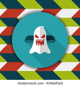 halloween ghost flat icon with long shadow,eps10