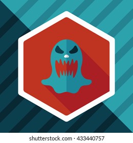 halloween ghost flat icon with long shadow,eps10