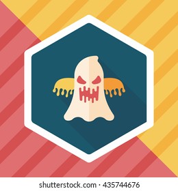 halloween ghost flat icon with long shadow,eps10