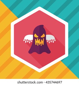 halloween ghost flat icon with long shadow,eps10