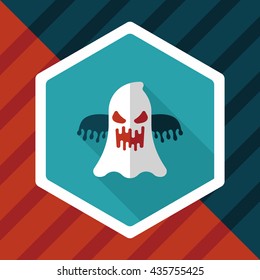 halloween ghost flat icon with long shadow,eps10

