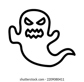Halloween Ghost flat line icon. Horror symbols. Outline sign for mobile concept and web design, store.