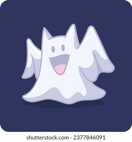 Halloween ghost, flat scary ghostly monsters, cute ghost icon, Cute cartoon spooky character, halloween decoration.