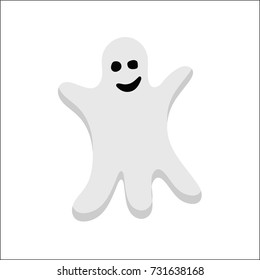 Halloween ghost flat vector illustration with white background. 