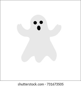 Halloween ghost flat vector illustration.