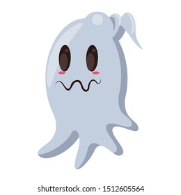 halloween ghost floating character icon vector illustration design