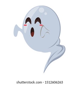 halloween ghost floating character icon vector illustration design