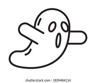 halloween ghost floating style line icon vector illustration design