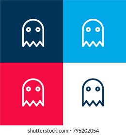 Halloween ghost four color material and minimal icon logo set in red and blue