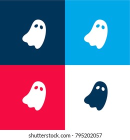 Halloween ghost four color material and minimal icon logo set in red and blue
