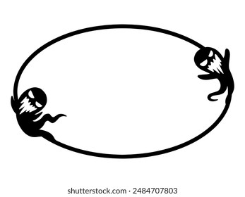 Halloween Ghost Frame Line Art