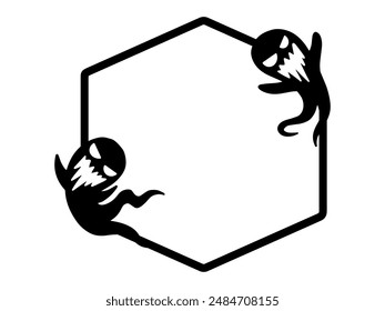 Halloween Ghost Frame Outline Illustration