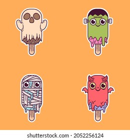 Halloween Ghost, Frankenstein, Mummy and Devil Ice Cream Theme