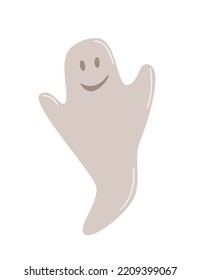 Halloween Ghost, Funny Horror Story Character, Vector Illustration Isolated On White.