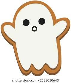 Ilustración plana de galletas de jengibre de fantasma de Halloween