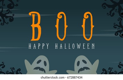 Halloween with ghost greeting card