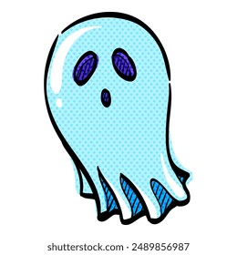 Halloween fantasma semitono icono dibujado a mano color Ilustración vectorial