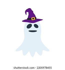 Halloween Ghost with hat isolated on white background