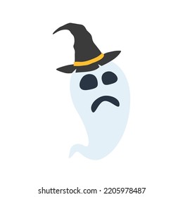 Halloween Ghost with hat isolated on white background