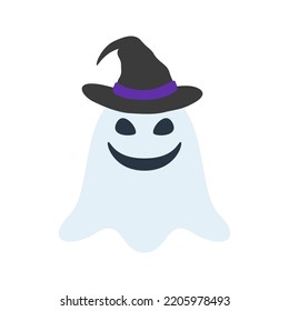 Halloween Ghost with hat isolated on white background
