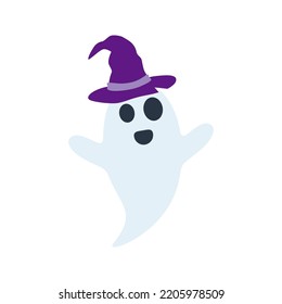 Halloween Ghost with hat isolated on white background