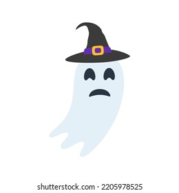 Halloween Ghost with hat isolated on white background