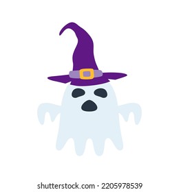 Halloween Ghost with hat isolated on white background