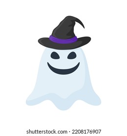 Halloween Ghost with hat isolated on white background