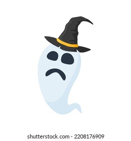 Halloween Ghost with hat isolated on white background