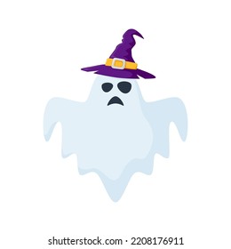 Halloween Ghost with hat isolated on white background