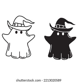 Halloween ghost with hat, simple minimal vector art