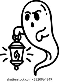 Halloween ghost holding an