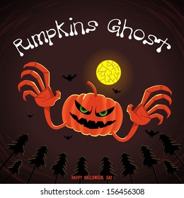 Halloween ghost horor scene vector.
