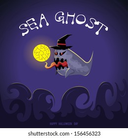 Halloween ghost horor scene vector.