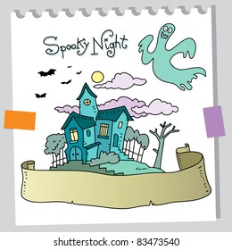 Halloween-Geisterhaus-Cartoon