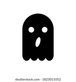 Halloween, Ghost Icon. Black Vector Illustration, Flat Design.