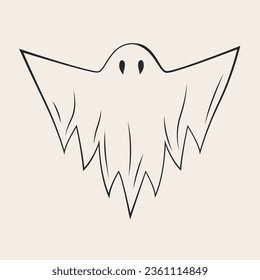 Halloween ghost Icon, black and white. 
