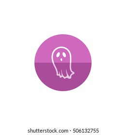 Halloween ghost icon in flat color circle style.