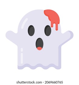 A halloween ghost icon in flat style