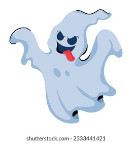 Halloween ghost icon in flat style 