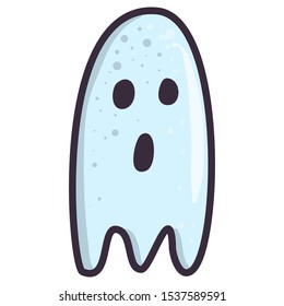 Halloween ghost icon. Funny holiday vector illustration.