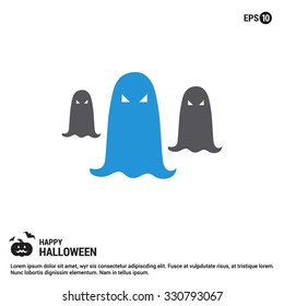 Halloween ghost icon. Halloween Gray and Blue Icons. simple minimal, flat, solid, mono, monochrome, plain, contemporary style. Vector illustration web internet design elements