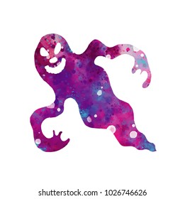 Halloween ghost icon in grunge texture vector illustration.