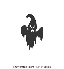 Halloween Ghost Icon Isolated on Black and White Vector Graphic 