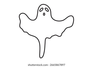 Ícone fantasma de Halloween em fundo branco, ilustração vetorial.