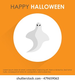Halloween Ghost icon. Orange Shadow Background.  Halloween vector background. Party background template. Vector illustration