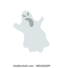 halloween ghost icon over white background, flat style, vector illustration